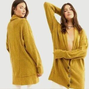 Free People Mustard Cardigan Sweater
